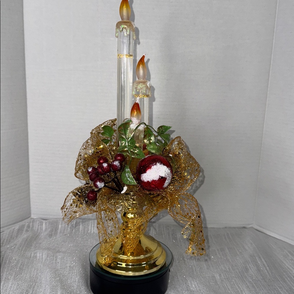 candle centerpiece, battery light up  Elegant Gold decor holiday